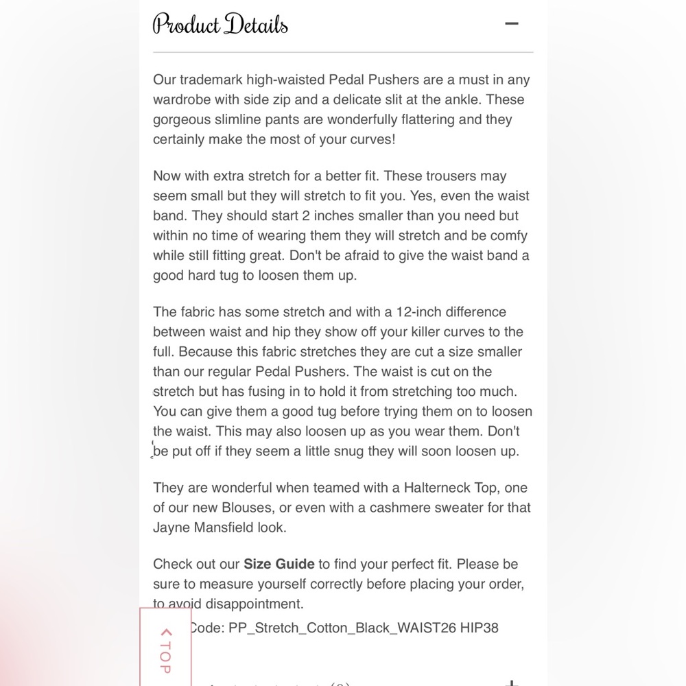 Vivien of Holloway Pedal Pushers Stretch Cotton Black - Picture 10 of 11